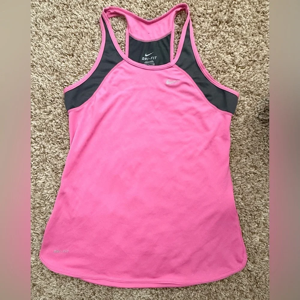 Nike Dri-FIT Pink & Gray Racerback Athletic Tank Top – Size Small